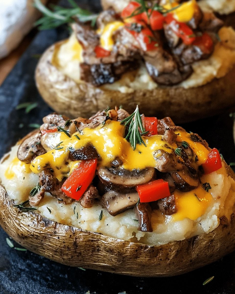 Loaded Baked Potatoes with Cheddar, Provolone, and Sautéed Veggies step 3