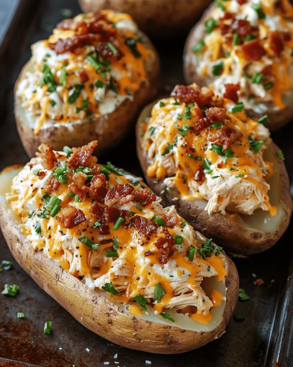 Loaded Baked Potatoes with Shredded Chicken and Bacon | Cook with Feast step 1