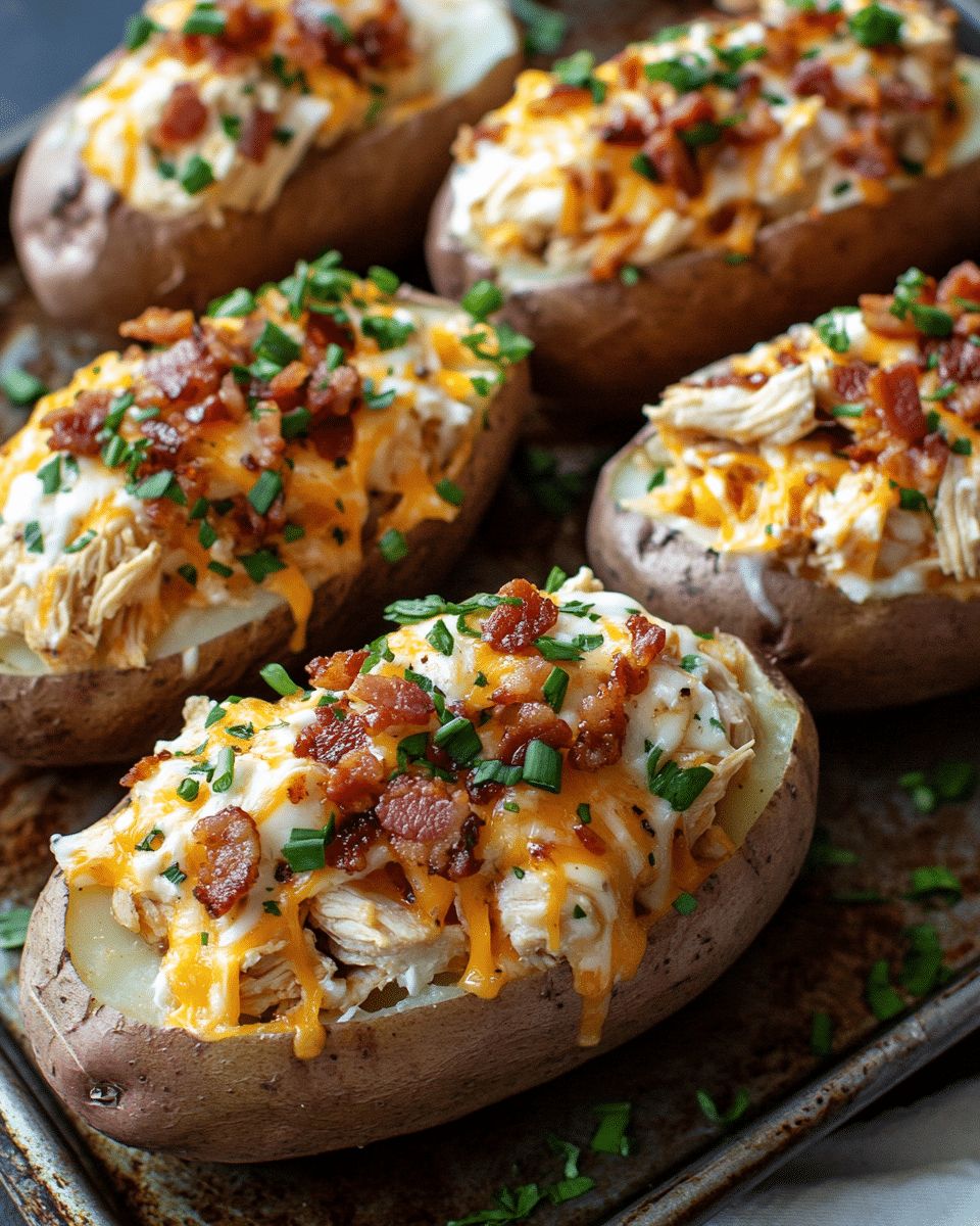 Loaded Baked Potatoes with Shredded Chicken and Bacon | Cook with Feast step 2