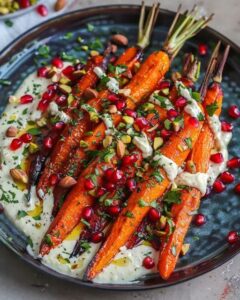 Maple Roasted Carrots with Tahini, Pomegranate, and Pistachios 1