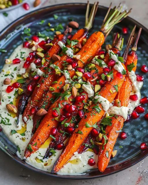 Maple Roasted Carrots with Tahini, Pomegranate, and Pistachios step 2