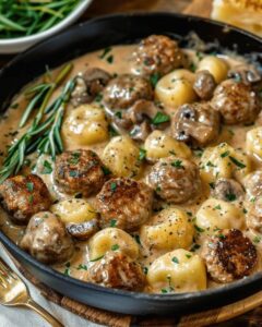 Meatballs and Gnocchi in a Creamy Mushroom Sauce — A Comfort Food Classic 1