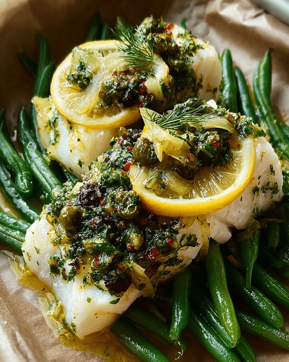 Mediterranean Cod with Lemon Herb Sauce and Green Beans | 30-Minute Healthy Dinner step 2