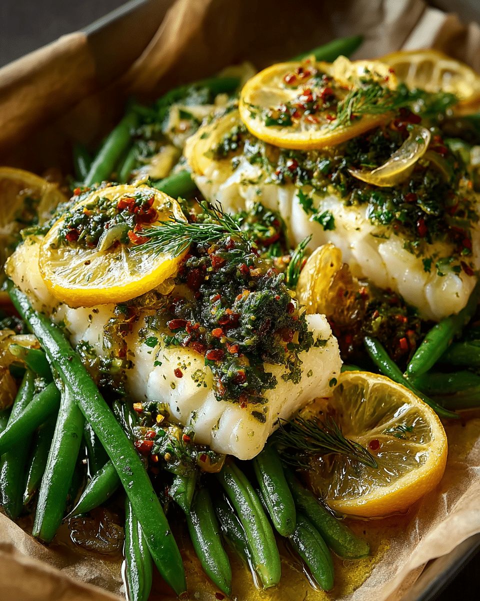 Mediterranean Cod with Lemon Herb Sauce and Green Beans | 30-Minute Healthy Dinner step 5