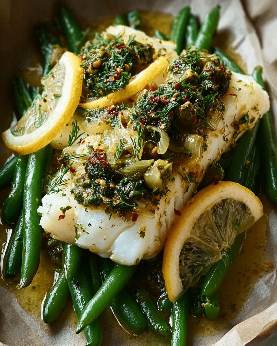 Mediterranean Cod with Lemon Herb Sauce and Green Beans | 30-Minute Healthy Dinner step 6