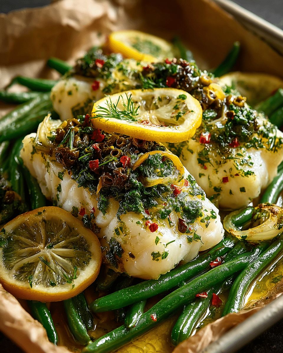 Mediterranean Cod with Lemon Herb Sauce and Green Beans | 30-Minute Healthy Dinner step 7