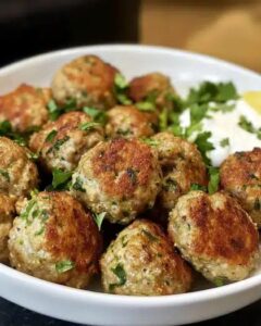 Mediterranean Turkey Meatballs with Zesty Lemon Yogurt Sauce 1