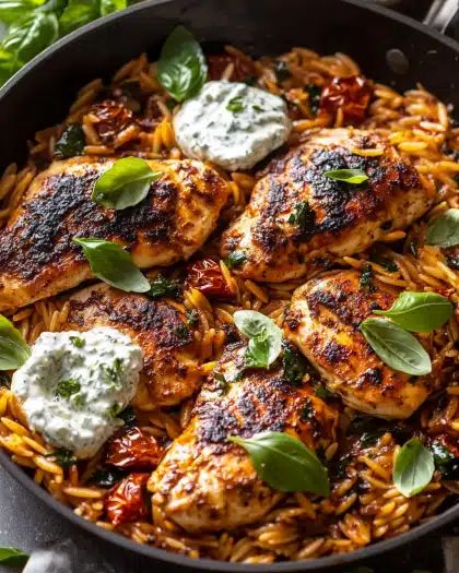 One-Pan Lemon Herb Chicken with Orzo and Creamy Tzatziki step 2