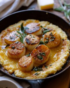 Restaurant-Quality Seared Scallops with Creamy Polenta & Herb Butter 1