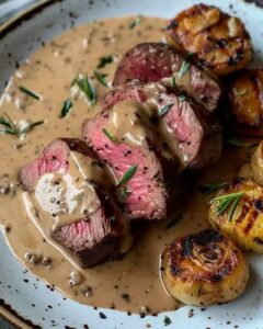 Restaurant-Style Filet Mignon with Creamy Peppercorn Sauce 1