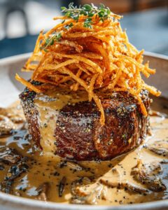 Restaurant-Style Peppercorn Filet Mignon with Creamy Mushroom Sauce 1