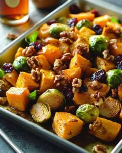 Roasted Brussels Sprouts and Butternut Squash with Maple Walnuts 1