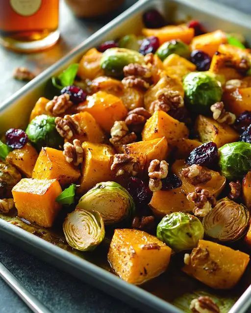 Roasted Brussels Sprouts and Butternut Squash with Maple Walnuts step 3