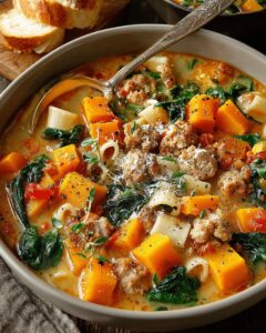 Roasted Butternut Squash, Chicken Sausage & Spinach Soup (One-Pot) 1