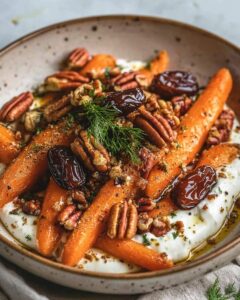 Roasted Carrots with Tahini Yogurt, Dates, and Pecans | Cook with Feast 1