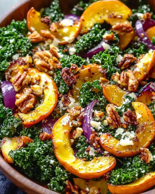 Roasted Delicata Squash and Kale Salad with Parmesan-Peppercorn Dressing step 2