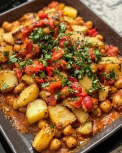 Roasted Potatoes and Chickpeas with Red Pepper Whipped Feta & Walnut Dressing 1