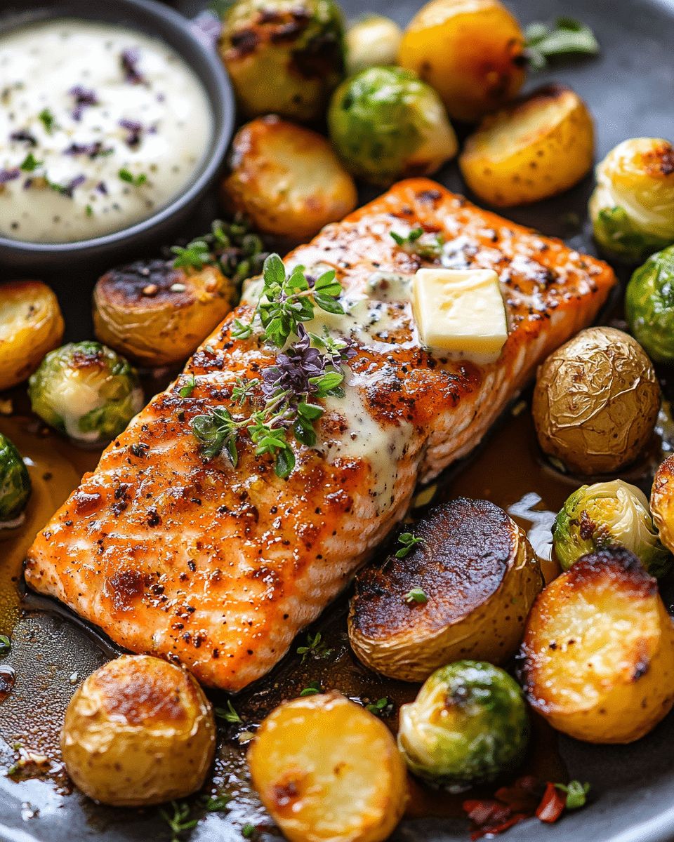 Roasted Salmon and Veggies with Creamy Caesar Dressing | Quick & Healthy Dinner step 2