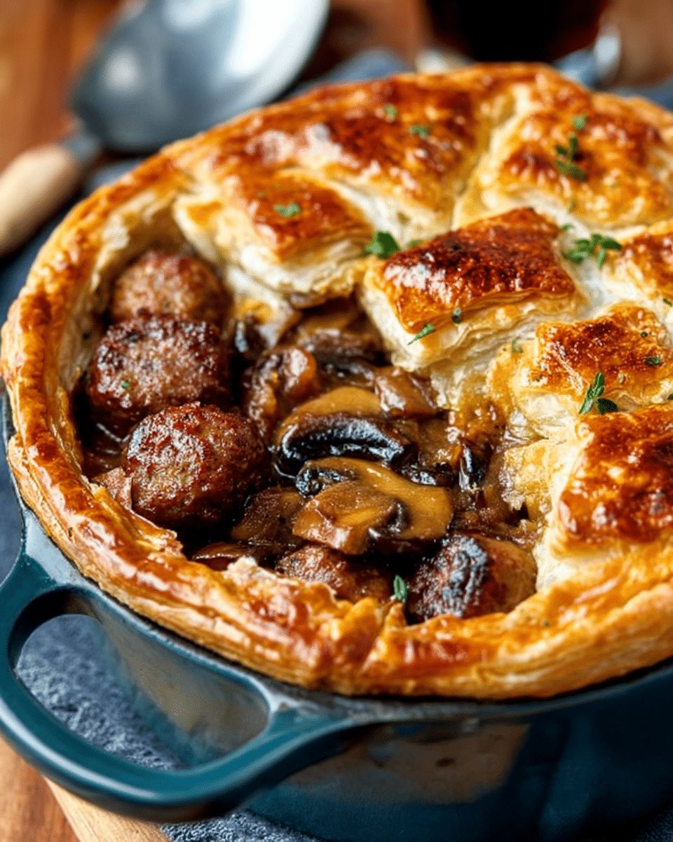 Sausage and Mushroom Puff Pastry Pot Pies | Ultimate Comfort Food Recipe step 5