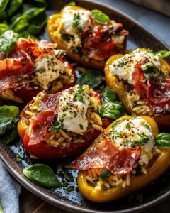 Savory Orzo-Stuffed Peppers with Burrata and Crispy Prosciutto 1