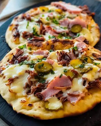 Savory Pulled Chicken and Ham Naan Flatbread: Easy 20-Minute Meal step 4