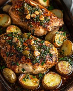 Smoky Paprika Chicken with Olive Walnut Vinaigrette & Parmesan Potatoes 1