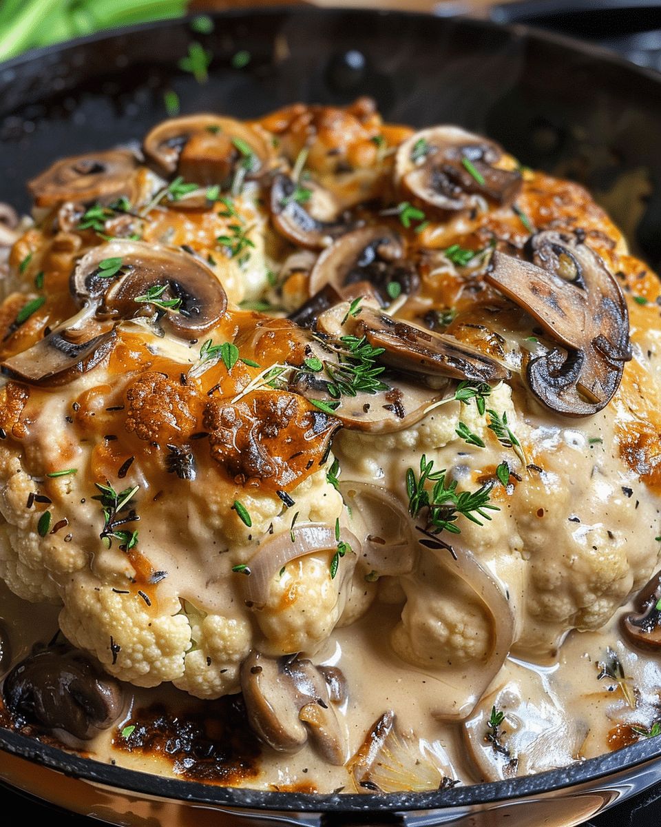 Ultimate Roast Head of Cauliflower with Silky Mushroom & Gruyère Sauce step 1